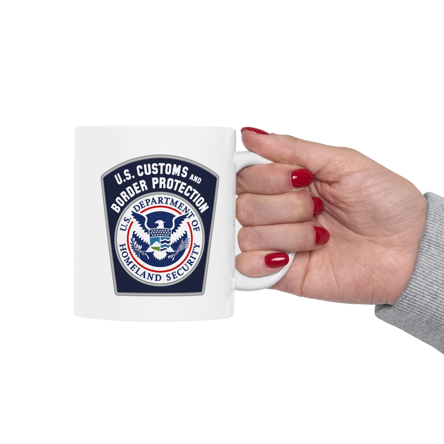 US Customs and Border Protection Coffee Mug - Double Sided White Ceramic 11oz by TheGlassyLass.com