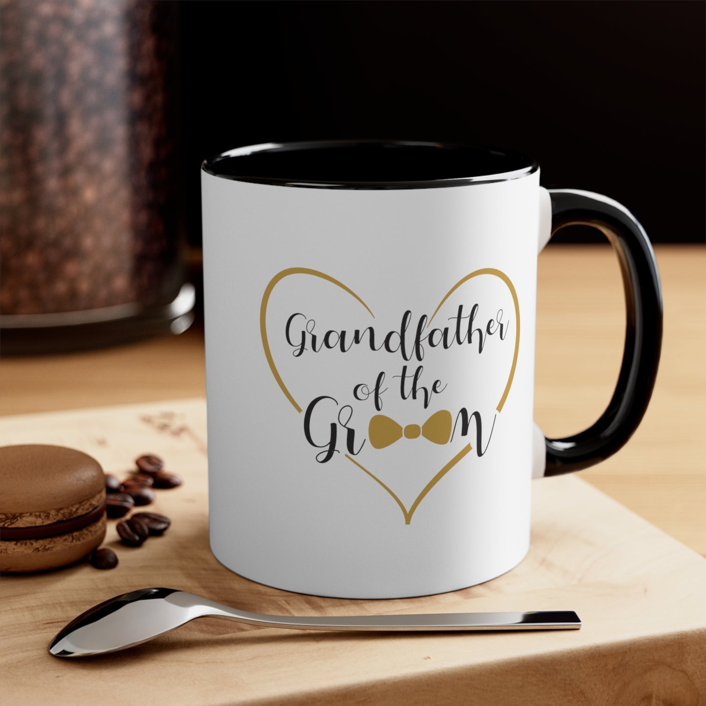 Grandfather of the Groom Coffee Mug - Double Sided Black Accent Ceramic 11oz by TheGlassyLass.com