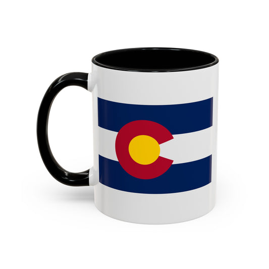 Colorado State Flag - Double Sided Black Accent White Ceramic Coffee Mug 11oz by TheGlassyLass.com