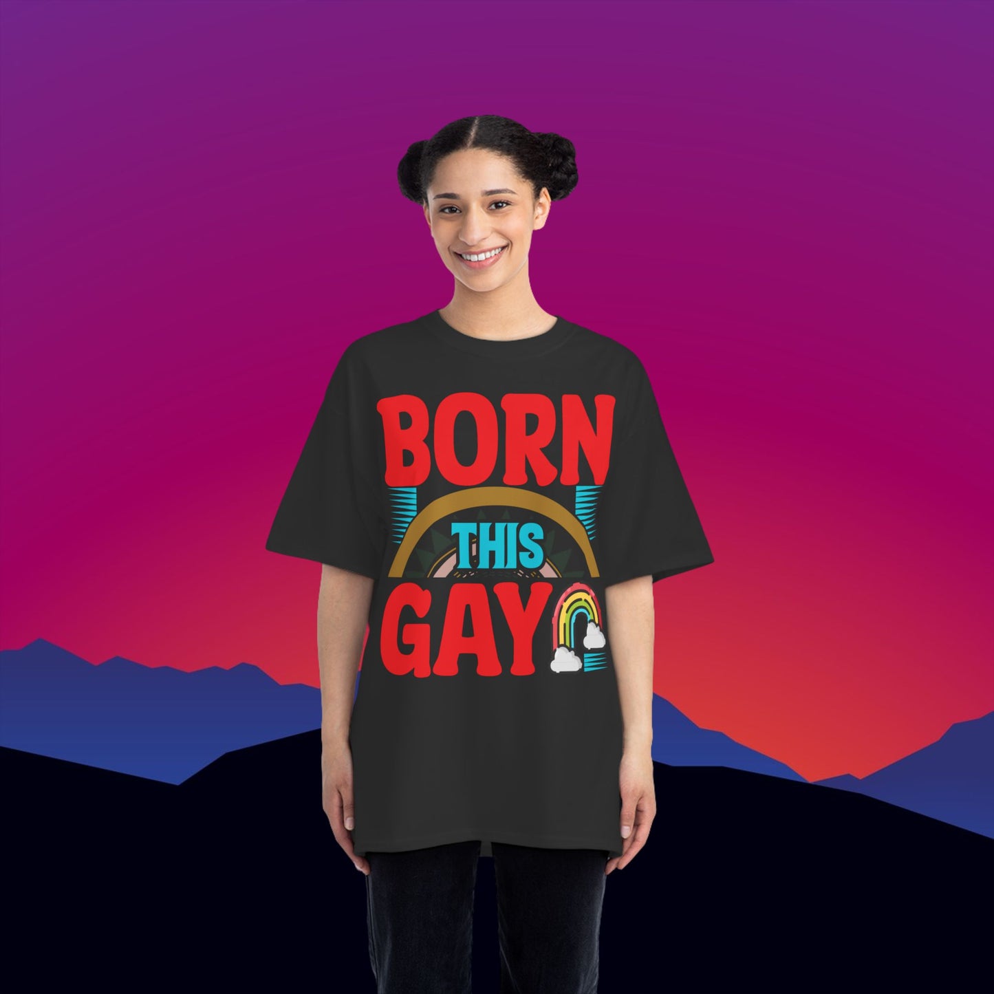 Born This Gay T-Shirt: (Hanes Beefy-T 100% Preshrunk Cotton) Custom Printed by TheGlassyLass.com