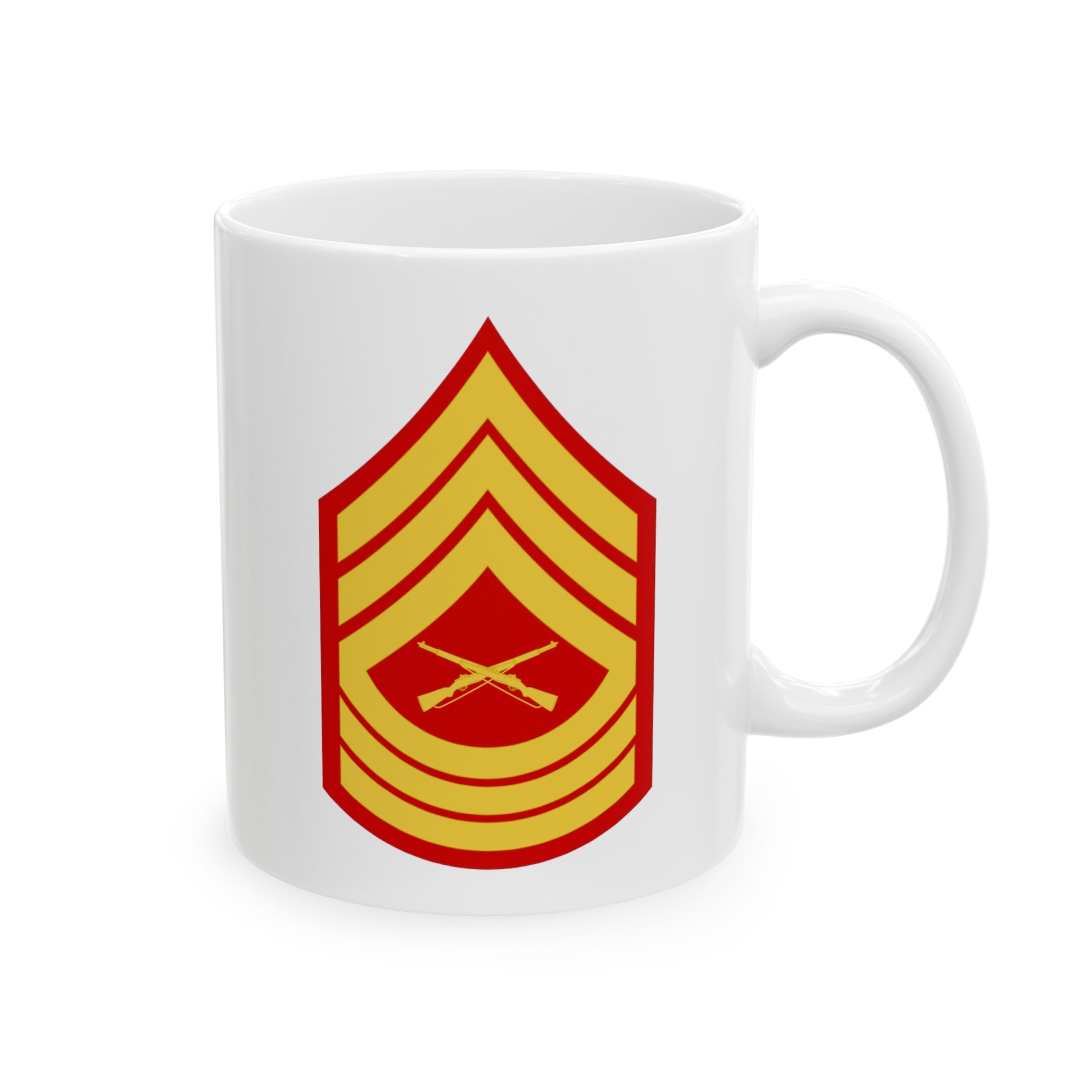 United States Marine Corps Master Sergeant (E-8) Chevron Coffee Mug - Double Sided White Ceramic 11oz - by TheGlassyLass.com