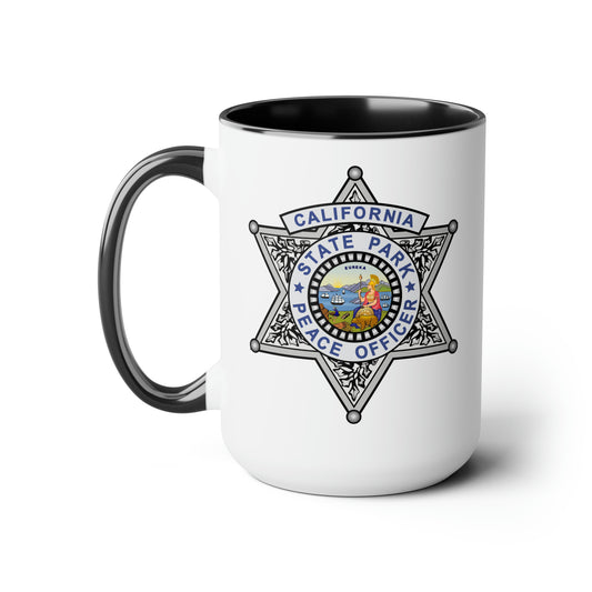 California State Park Peace Officer Coffee Mug - Double Sided Black Accent White Ceramic 15oz by TheGlassyLass.com