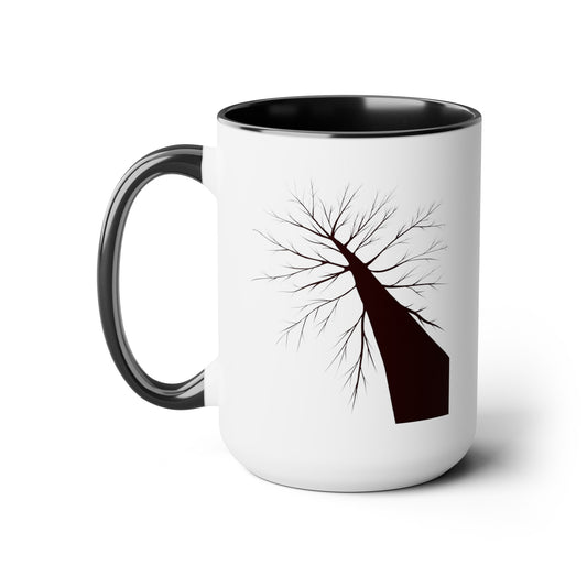 Barren Tree Coffee Mug - Double Sided Black Accent White Ceramic 15oz by TheGlassyLass.com