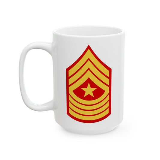 United States Marine Corps Sergeant Major (E-9) Chevron Coffee Mug - Double Sided White Ceramic 15oz - by TheGlassyLass.com