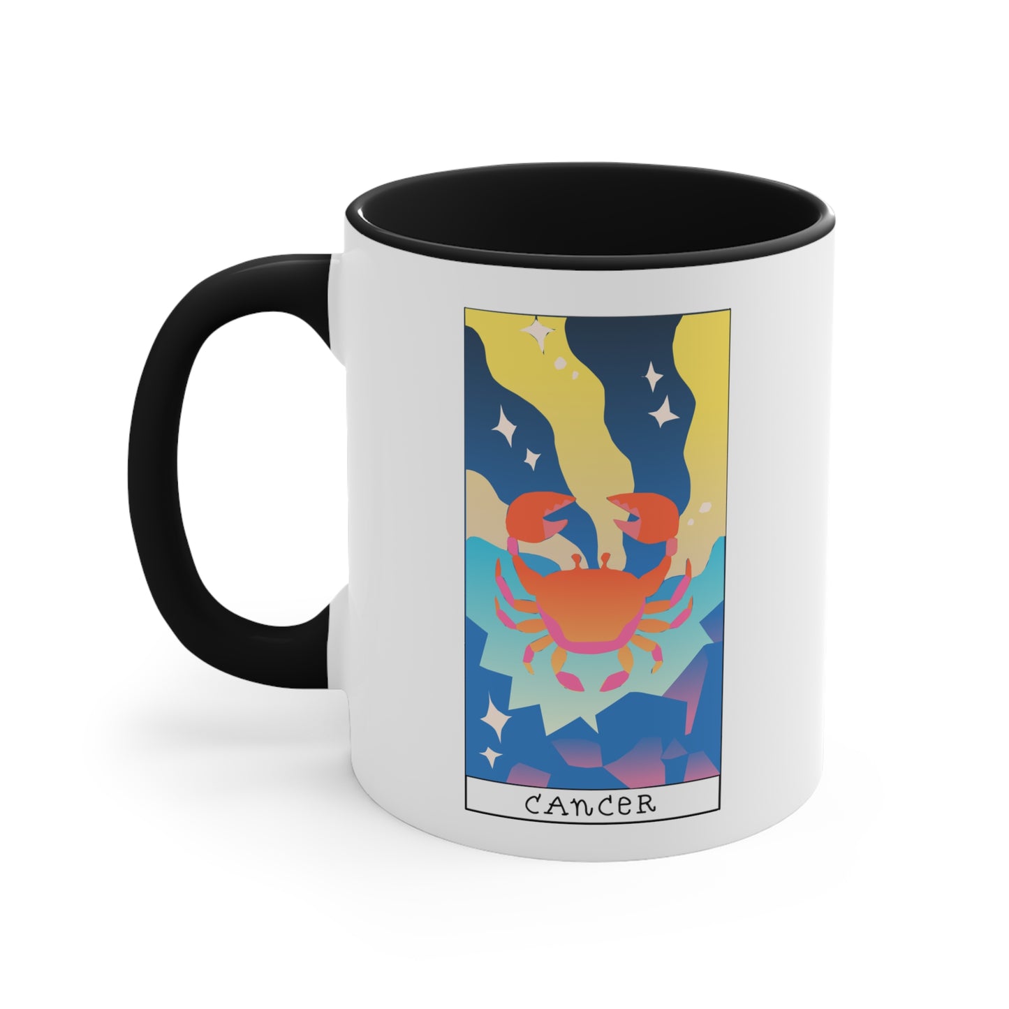 Cancer Tarot Card Coffee Mug - Double Sided Black Accent Ceramic 11oz by TheGlassyLass.com