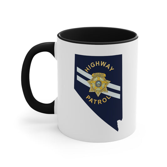 Nevada Highway Patrol Coffee Mug - Double Sided Black Accent White Ceramic 11oz by TheGlassyLass