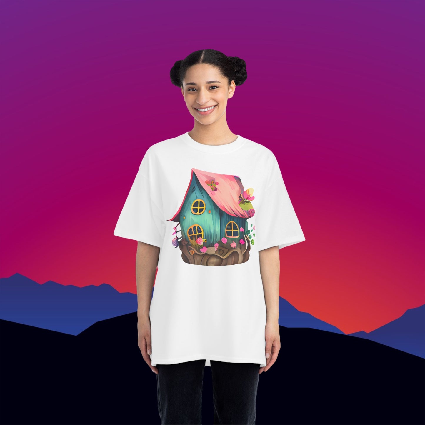 Fairy House T-Shirt: (Hanes Beefy-T 100% Preshrunk Cotton Custom Printed by TheGlassyLass.com