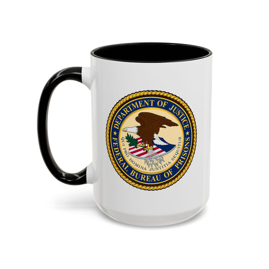 Federal Bureau of Prisons Coffee Mug - Double Sided Black Accent White Ceramic 15oz by TheGlassyLass.com