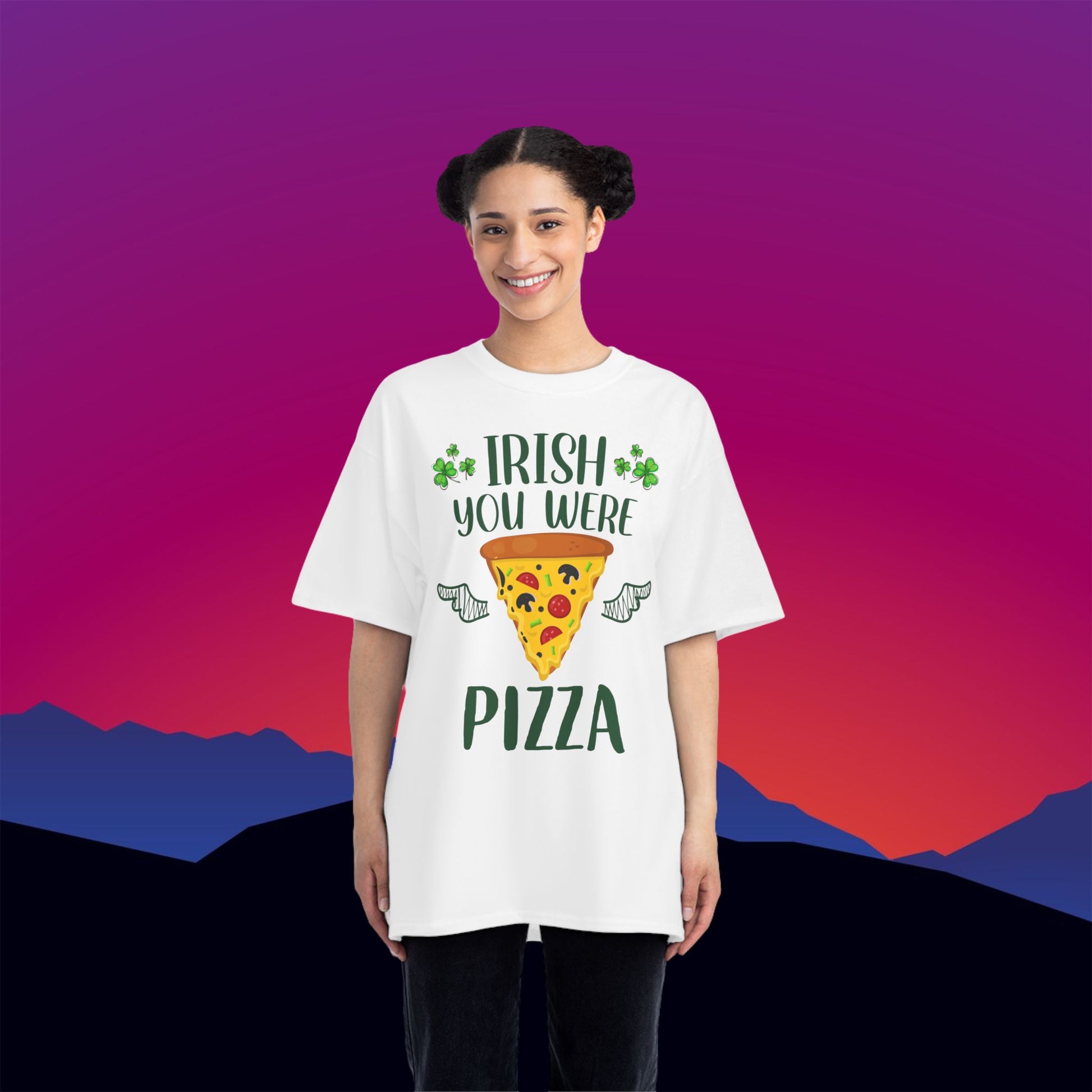 Irish You Were Pizza T-Shirt: (Hanes Beefy-T 100% Preshrunk Cotton Custom Printed by TheGlassyLass.com