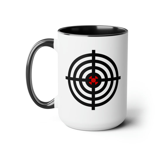 Gun Sight Reticle Coffee Mug - Double Sided Black Accent White Ceramic 15oz by TheGlassyLass.com