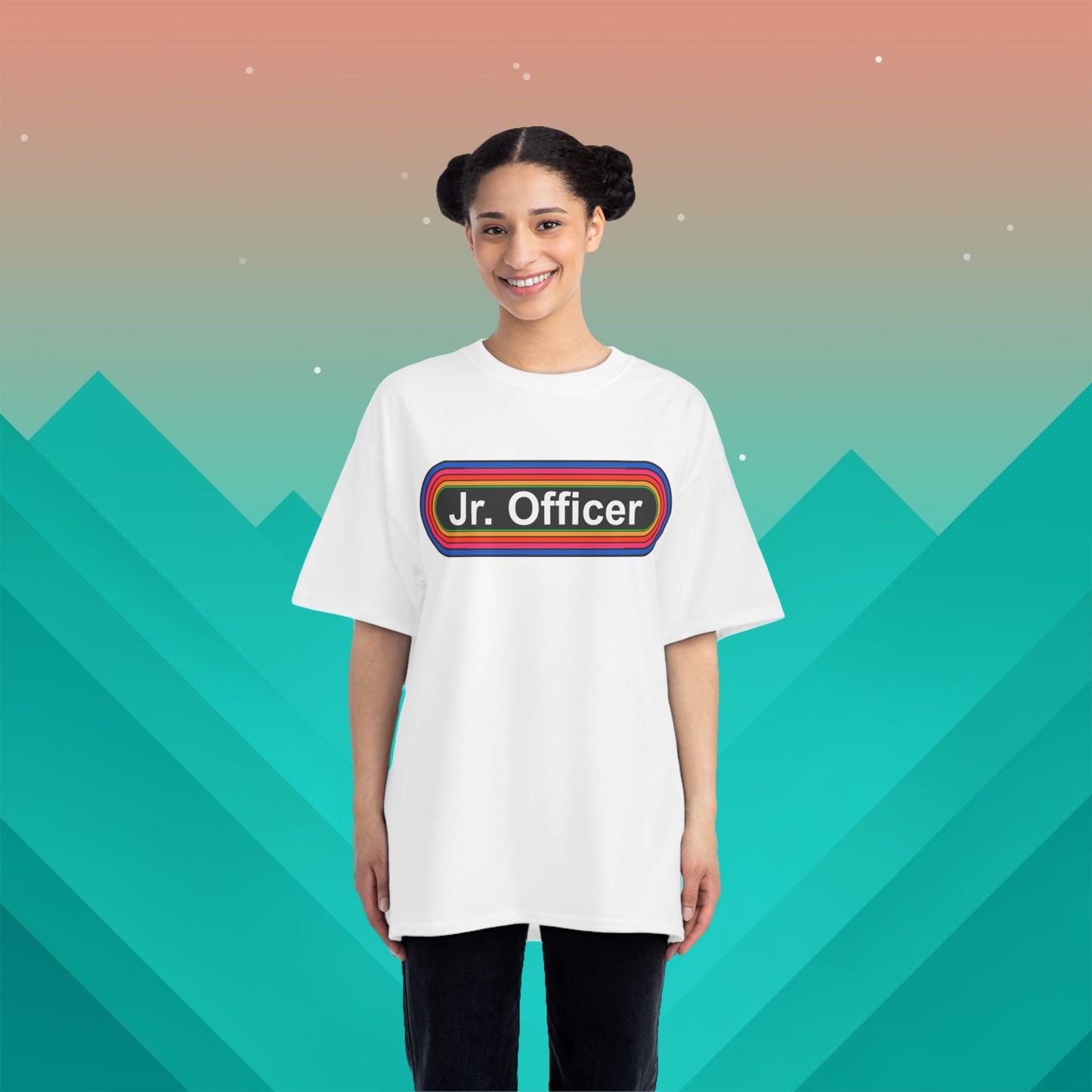 Junior Officer Rainbow T-Shirt: (Hanes Beefy-T 100% Preshrunk Cotton Custom Printed by TheGlassyLass.com