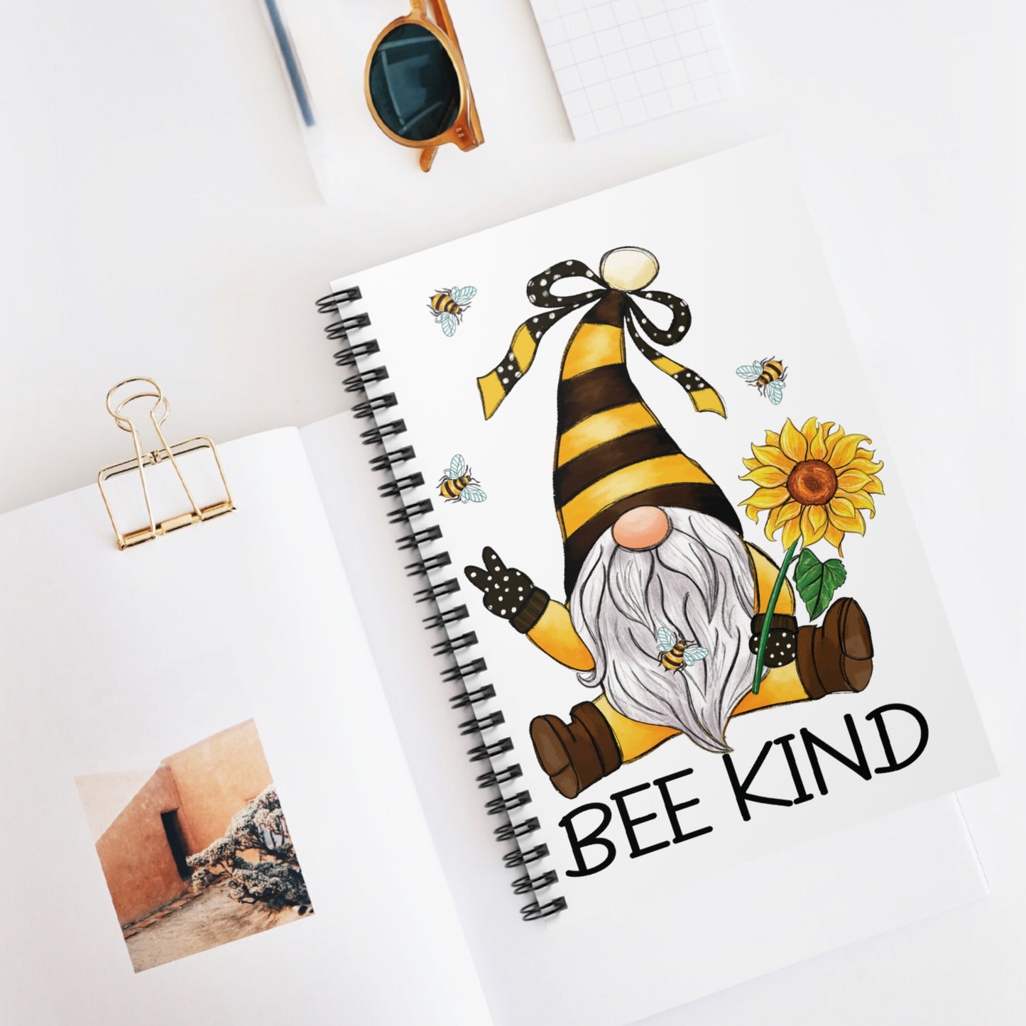 Bee Kind: Spiral Notebook - Log Books - Journals - Diaries - and More Custom Printed by TheGlassyLass