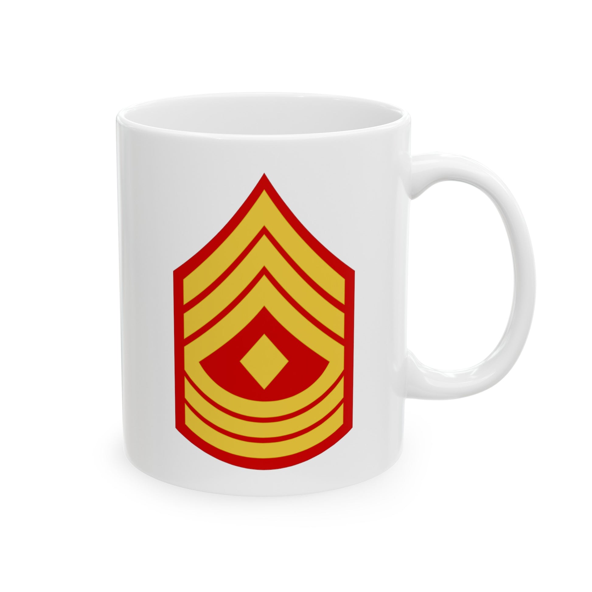 United States Marine Corps First Sergeant (E-8) Chevron Coffee Mug - Double Sided White Ceramic 11oz - by TheGlassyLass.com