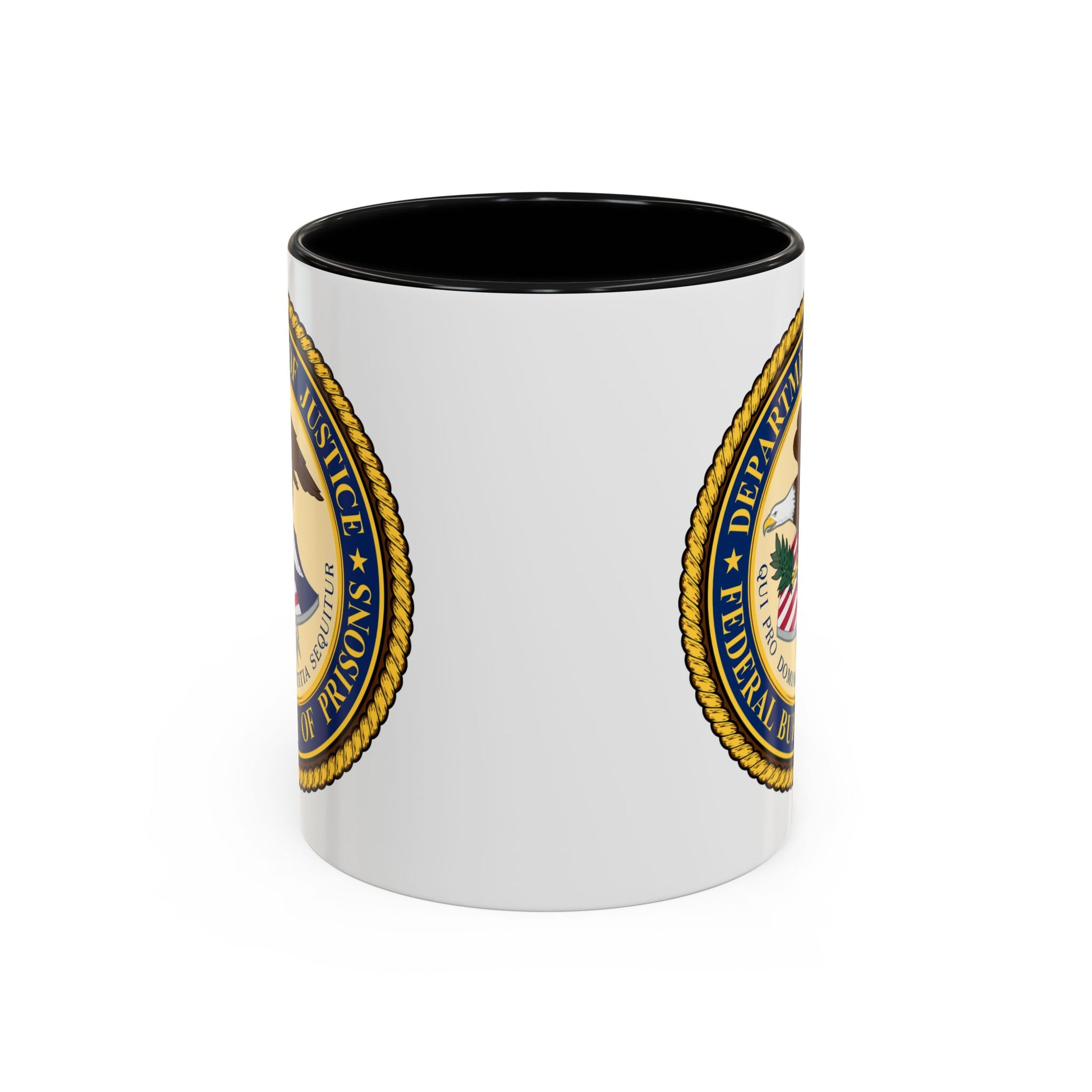 Federal Bureau of Prisons Coffee Mug - Double Sided Black Accent White Ceramic 11oz by TheGlassyLass.com