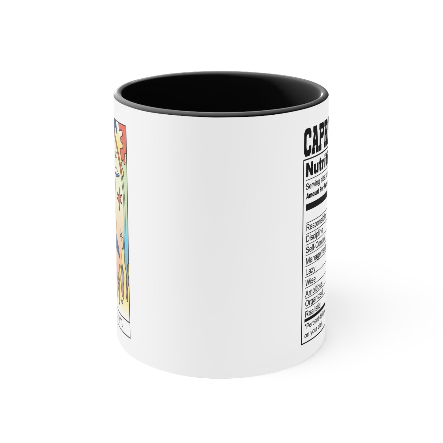 Capricorn Tarot Card Coffee Mug - Double Sided Black Accent Ceramic 11oz by TheGlassyLass.com