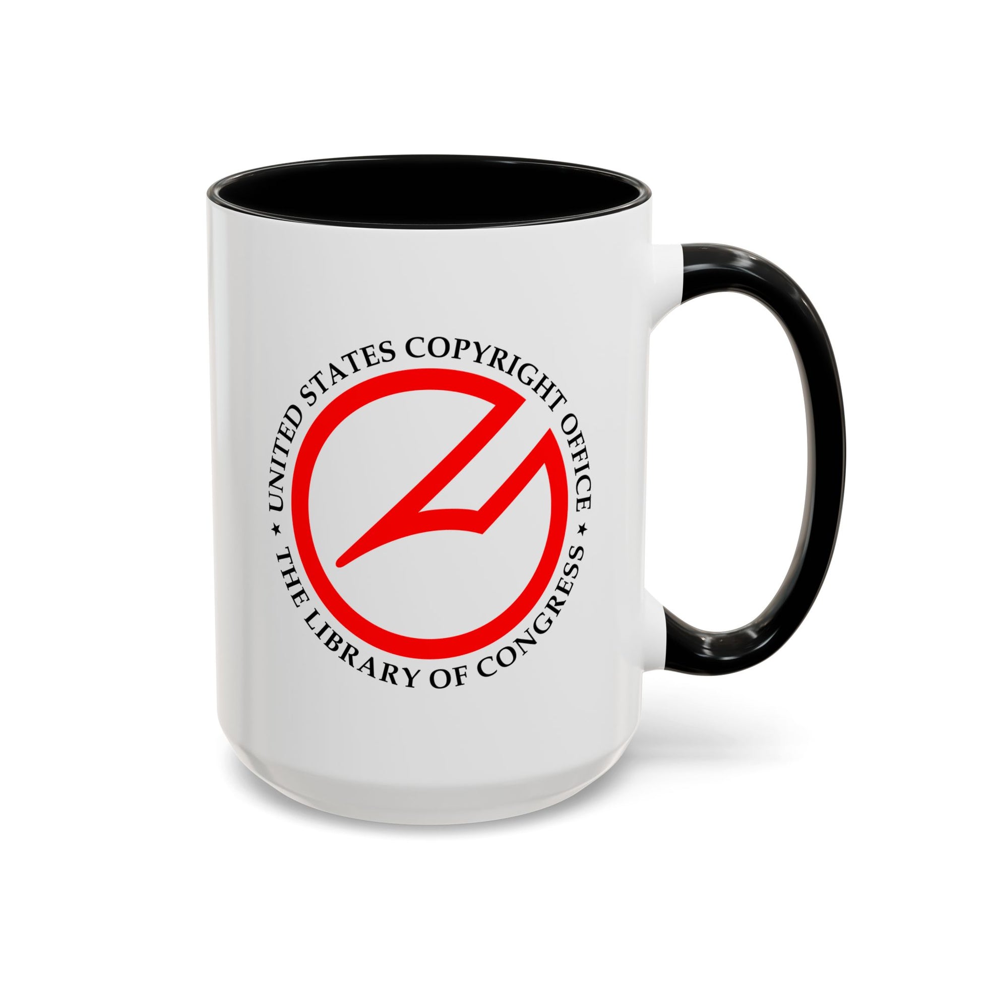 United State Copyright Office Coffee Mug - Double Sided Print, Black Accent White Ceramic, 15oz by TheGlassyLass.com