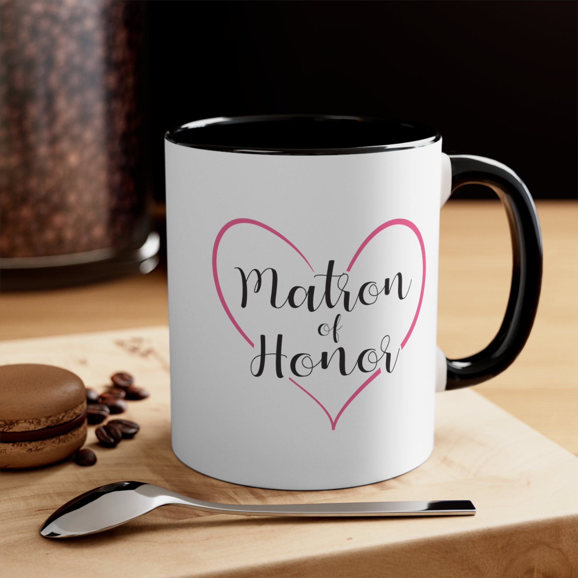 Matron of Honor Coffee Mug - Double Sided Black Accent Ceramic 11oz by TheGlassyLass.com