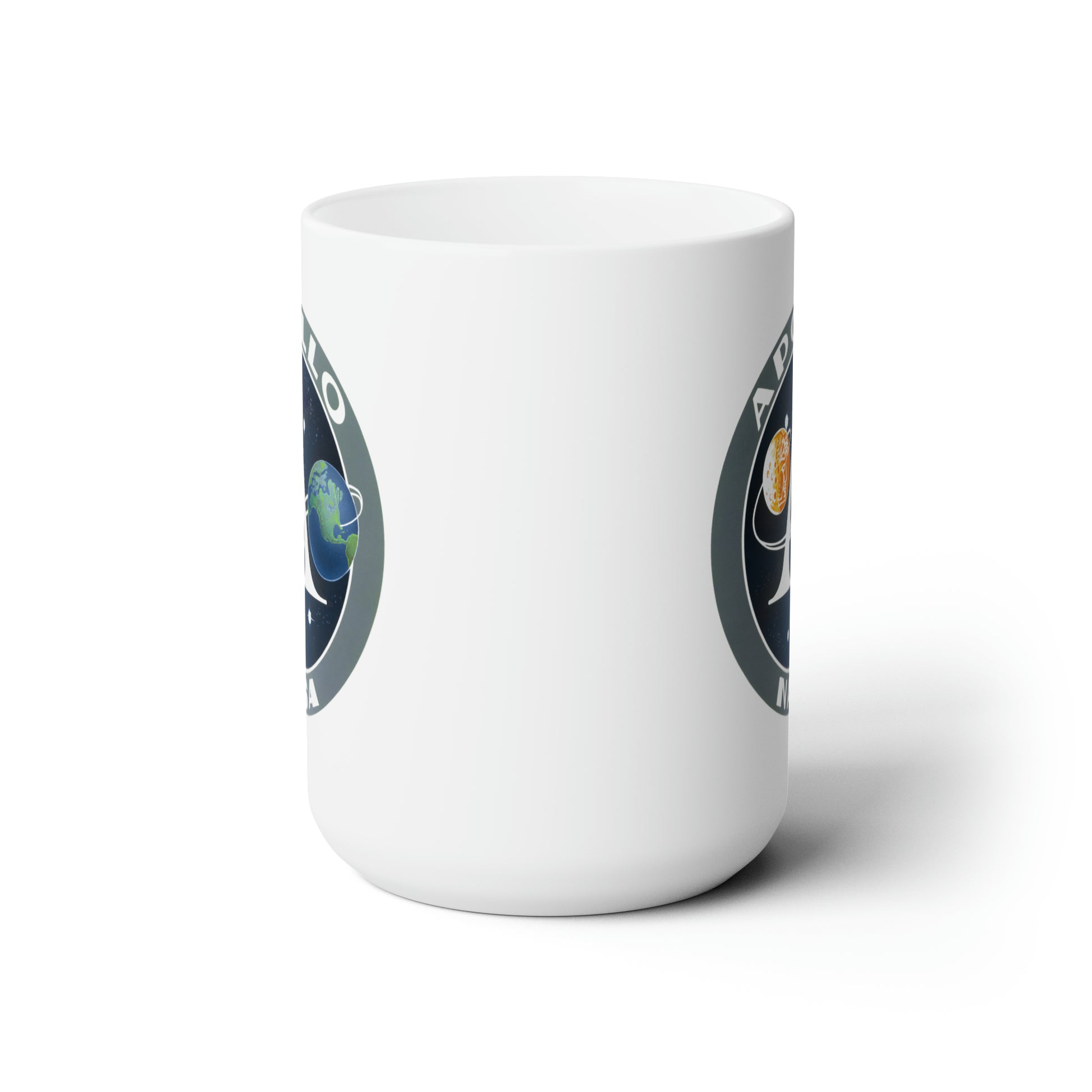 NASA Apollo Program Coffee Mug - Double Sided White Ceramic 15oz by TheGlassyLass.com