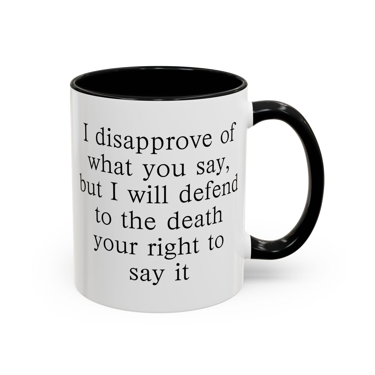 Defend To The Death Coffee Mug - Double Sided Black Accent White Ceramic 11oz by TheGlassyLass.com