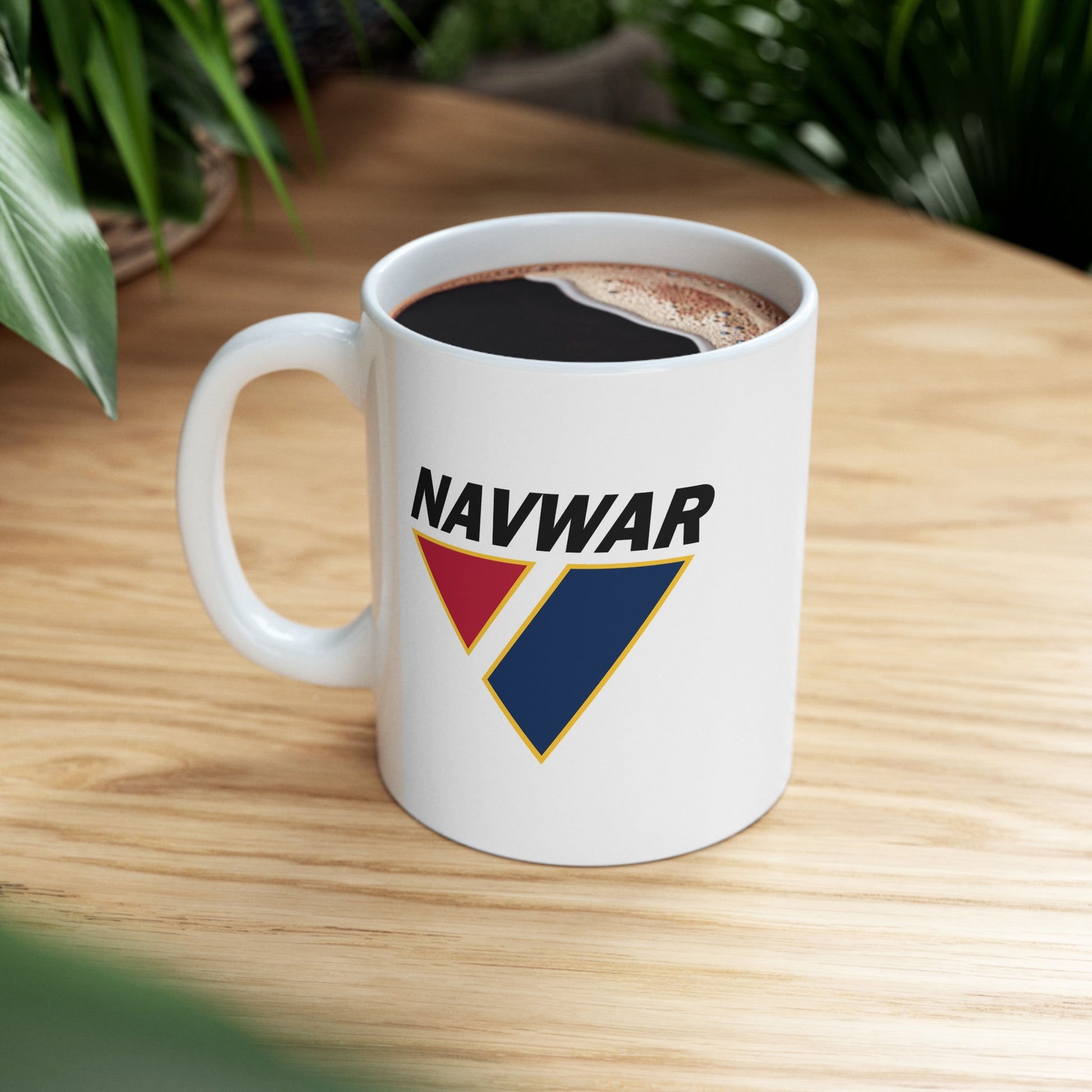 US Navy NAVWAR Coffee Mug - Double Sided Print White Ceramic 11oz by TheGlassyLass.com