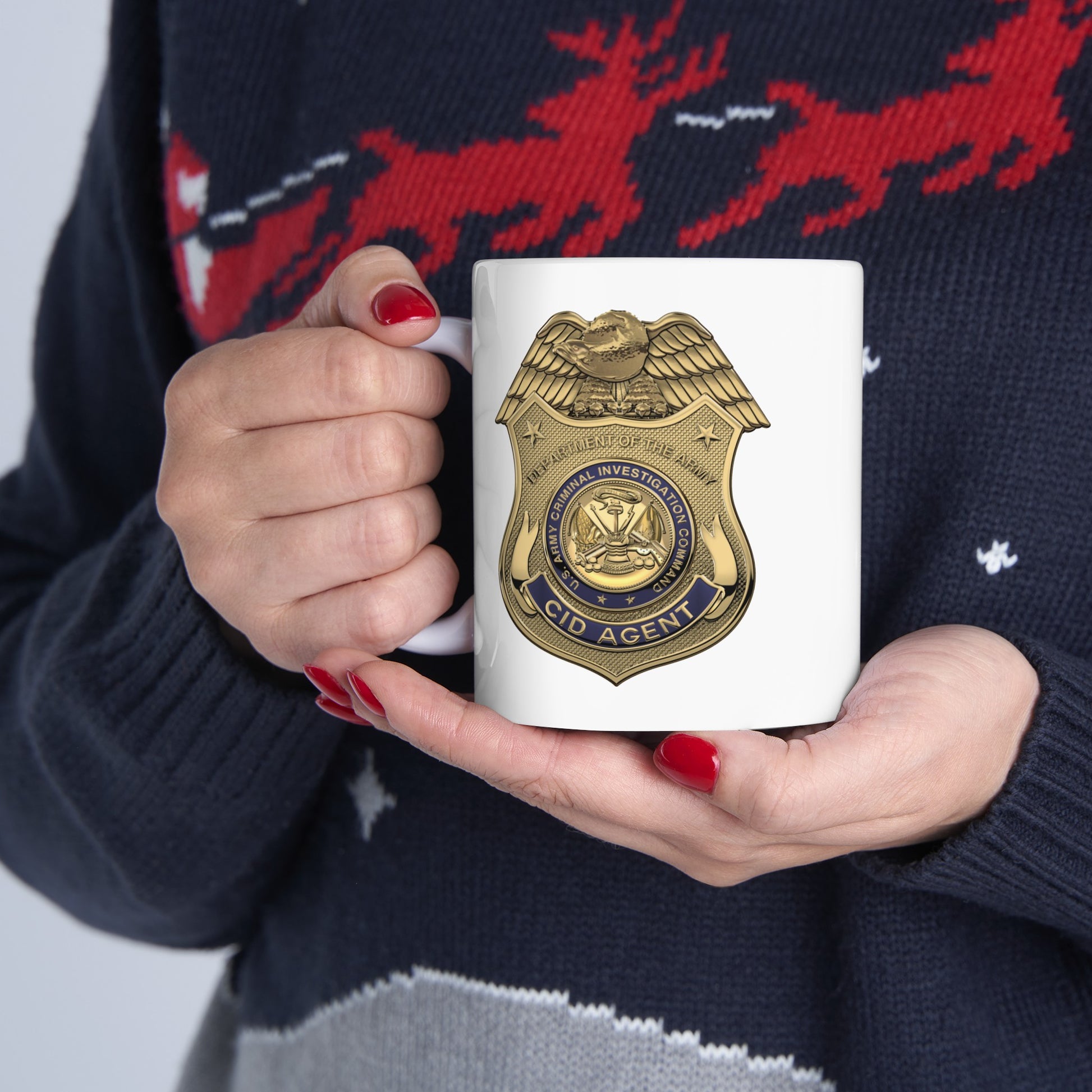 Army CID Agent Badge Coffee Mug - Double Sided White Ceramic 11oz by TheGlassyLass.com