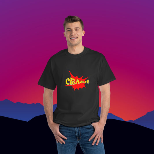 Superhero CRASH T-Shirt: (Hanes Beefy-T 100% Preshrunk Cotton) Custom Printed by TheGlassyLass.com