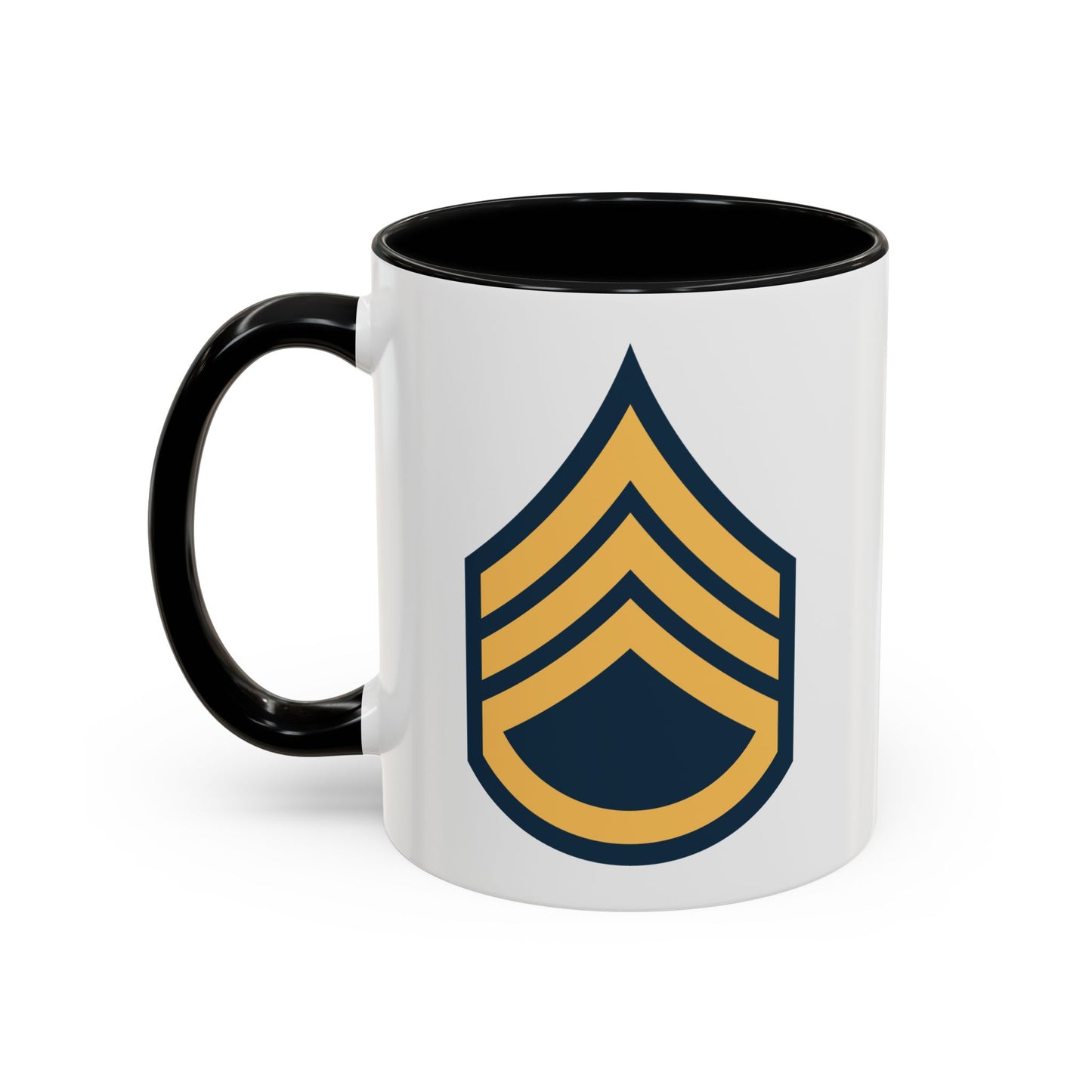 US Army Staff Sergeant (E-6) Coffee Mug - Double Sided Print, Black Accent White Ceramic, 11oz by TheGlassyLass.com