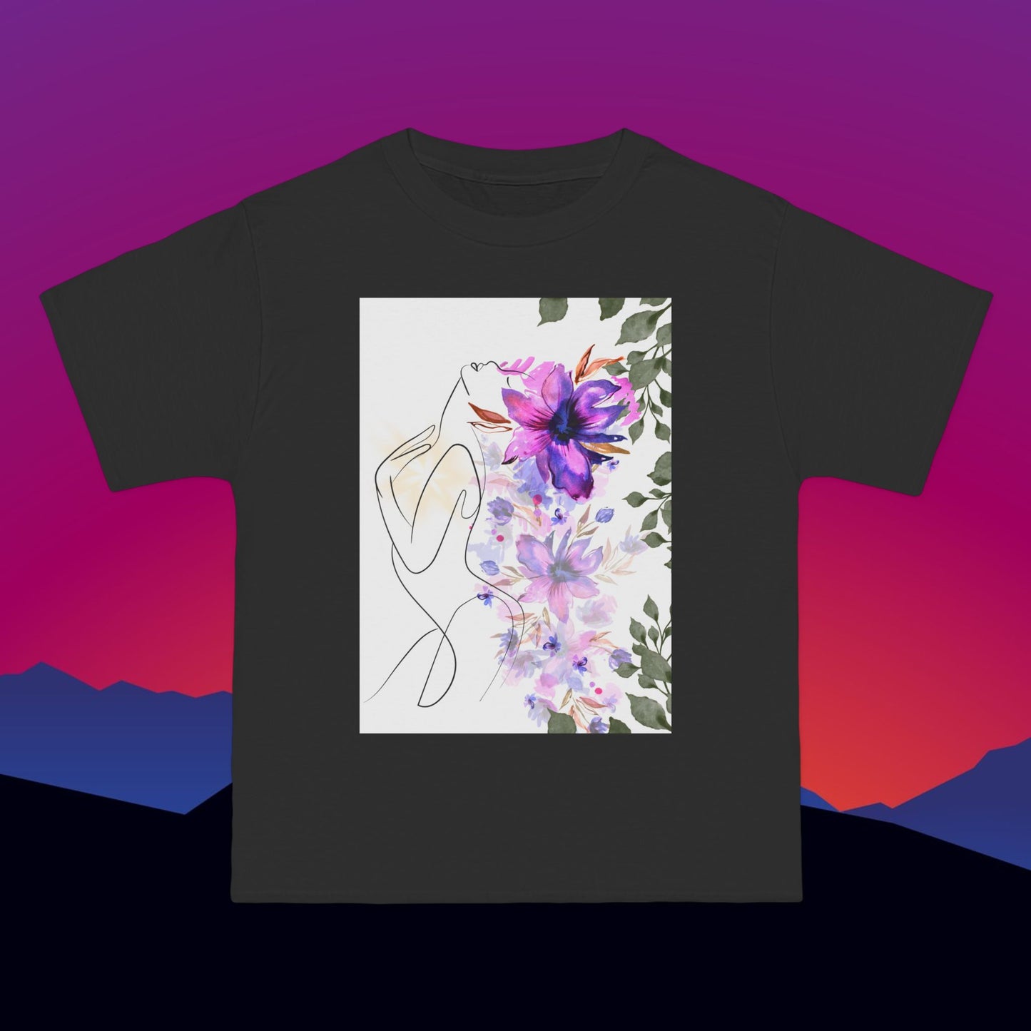 Floral Essence T-Shirt: (Hanes Beefy-T 100% Preshrunk Cotton Custom Printed by TheGlassyLass.com