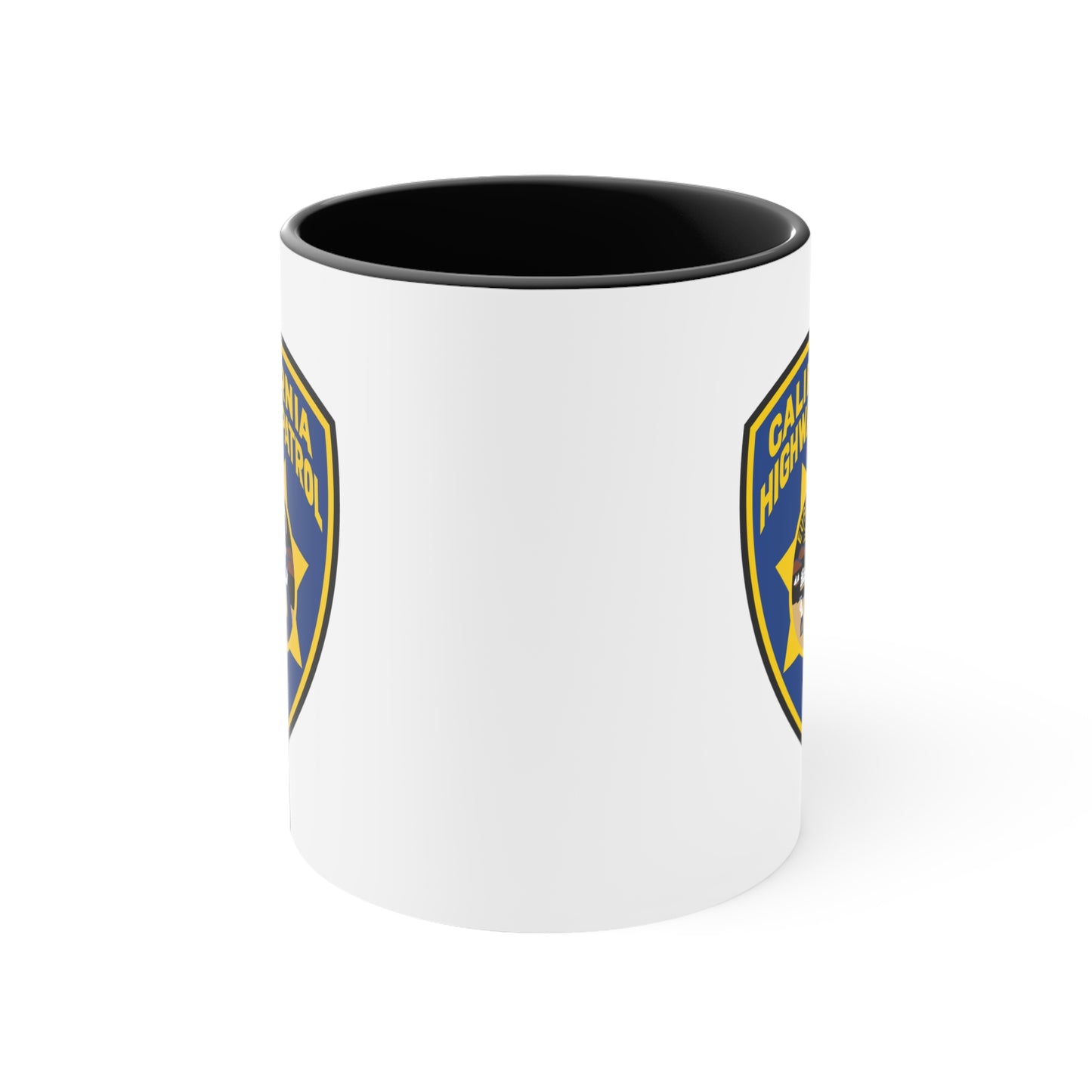 California Highway Patrol Coffee Mug - Double Sided Black Accent White Ceramic 11oz by TheGlassyLass