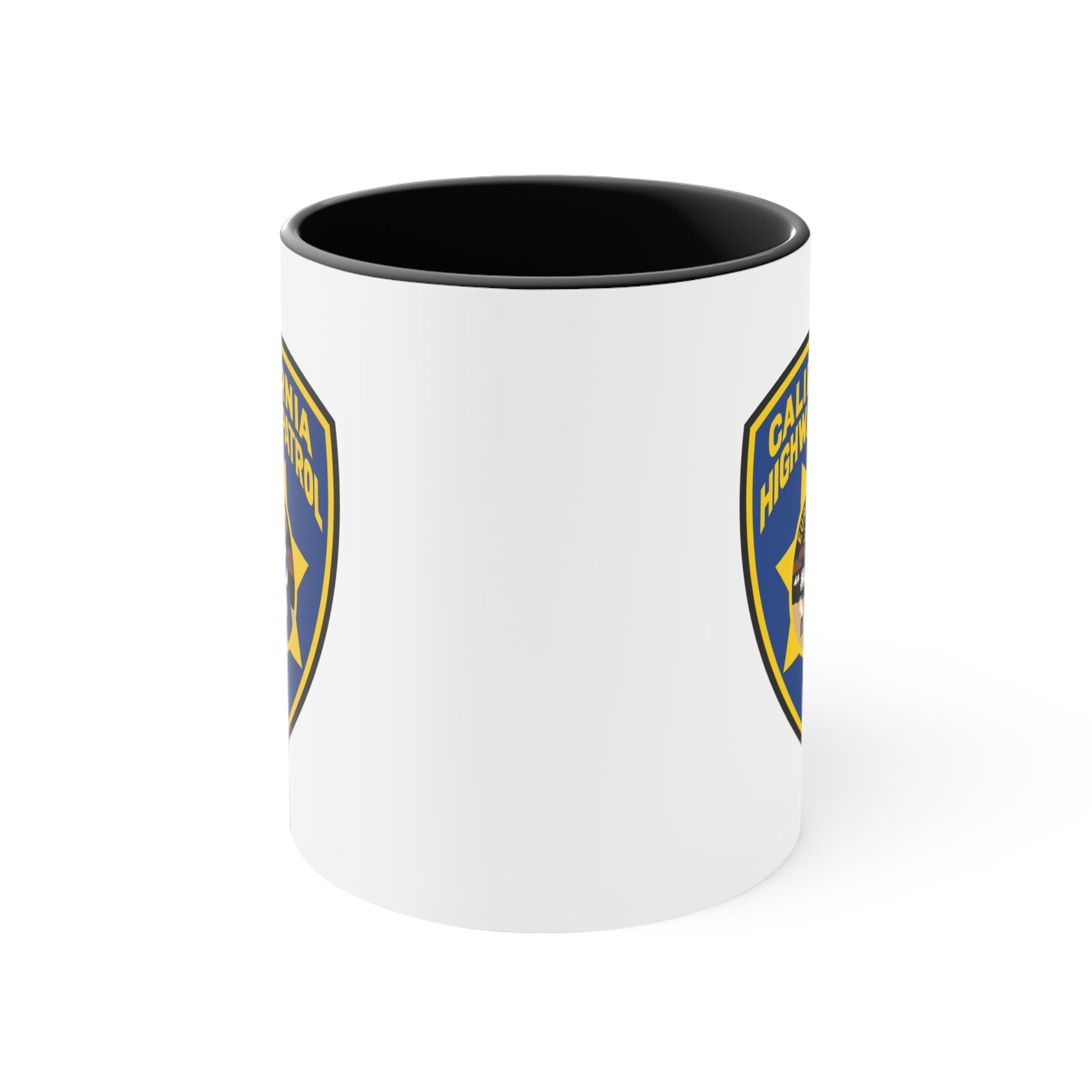 California Highway Patrol Coffee Mug - Double Sided Black Accent White Ceramic 11oz by TheGlassyLass