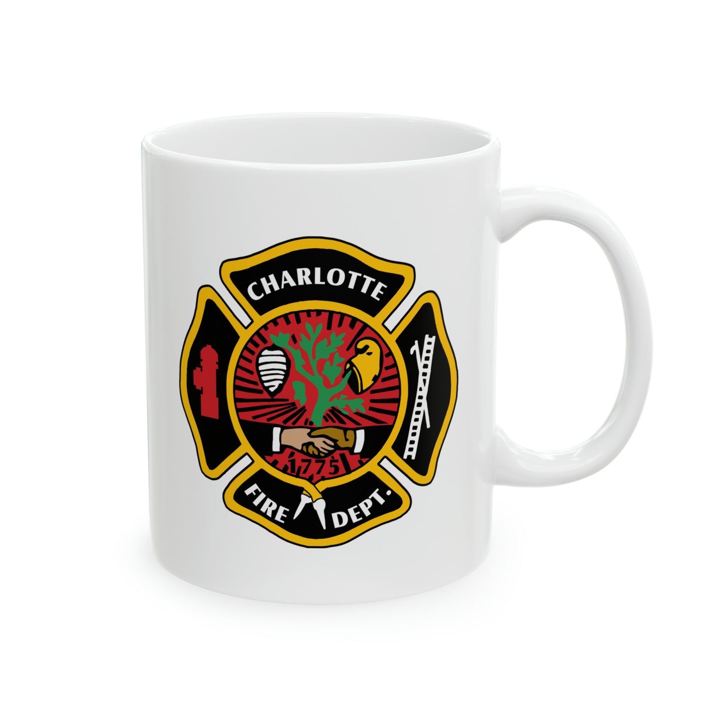 Charlotte Fire Department Coffee Mug - Double Sided White Ceramic 11oz by TheGlassyLass.com