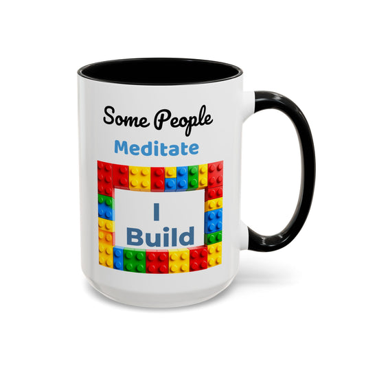 LEGO Build Coffee Mug - Double Sided Black Accent White Ceramic 15oz by TheGlassyLass.com