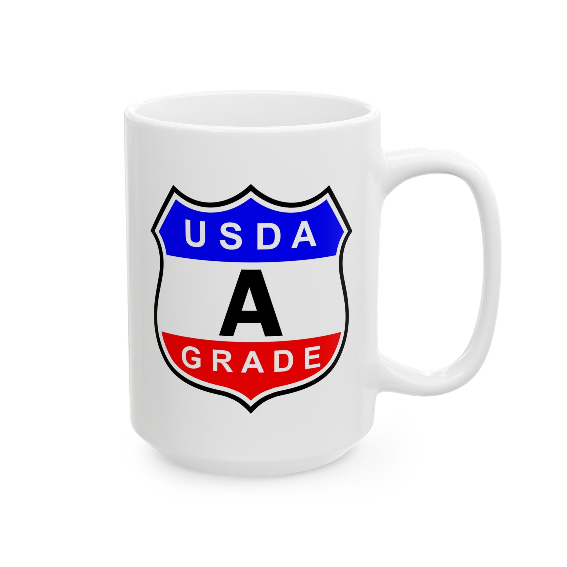 USDA Grade A Seal Coffee Mug - Double Sided White Ceramic15oz by TheGlassyLass.com