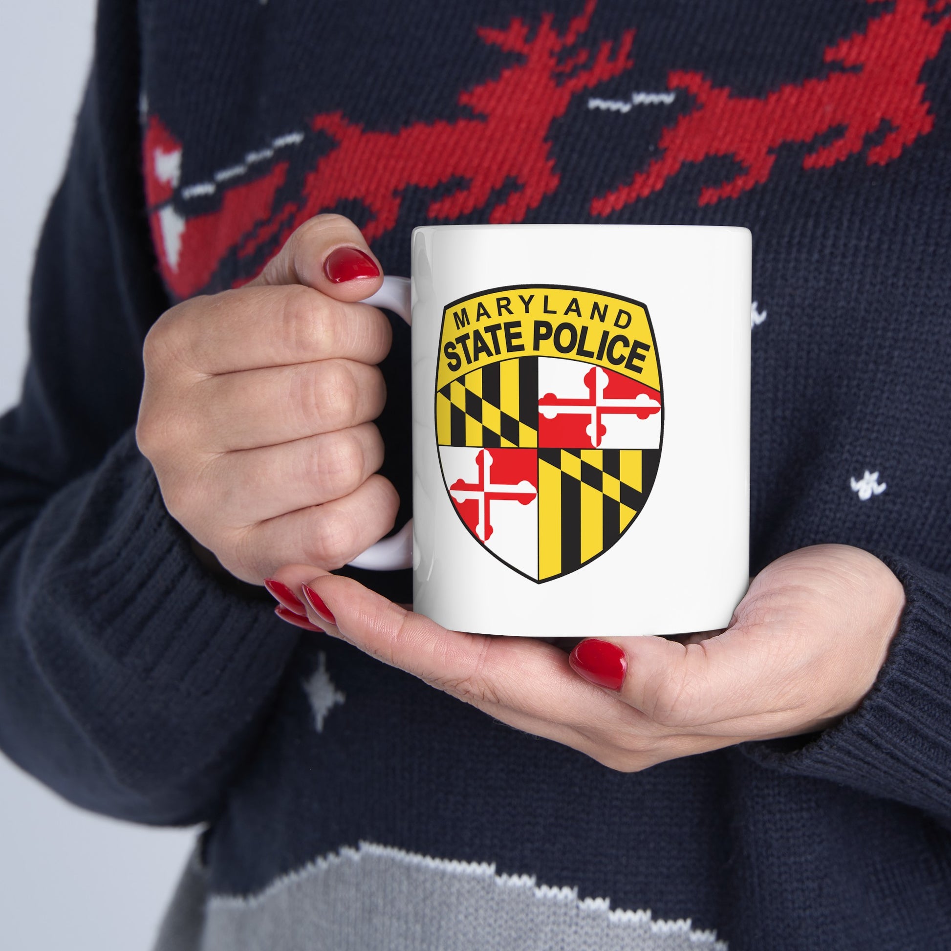 Maryland State Police Coffee Mug - Double Sided White Ceramic 11oz by TheGlassyLass.com