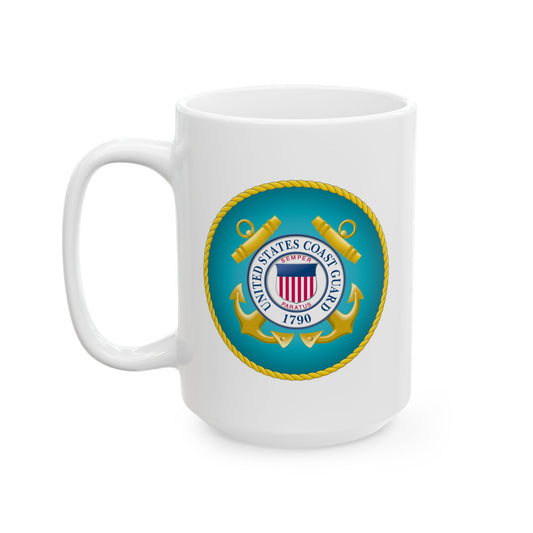 United States Coast Guard Seal Coffee Mug - Double Sided Print, White Ceramic, 15oz by TheGlassyLass.com