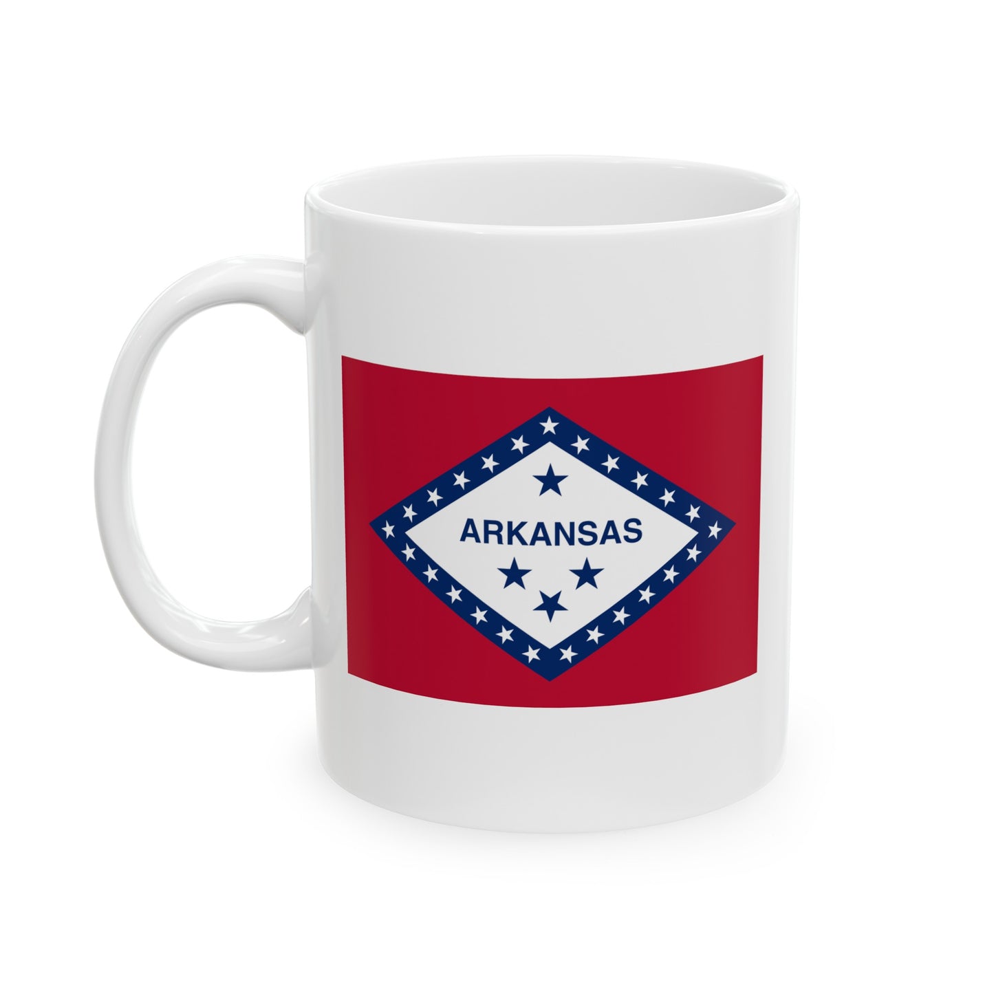 Arkansas State Flag - Double Sided White Ceramic Coffee Mug 11oz by TheGlassyLass.com