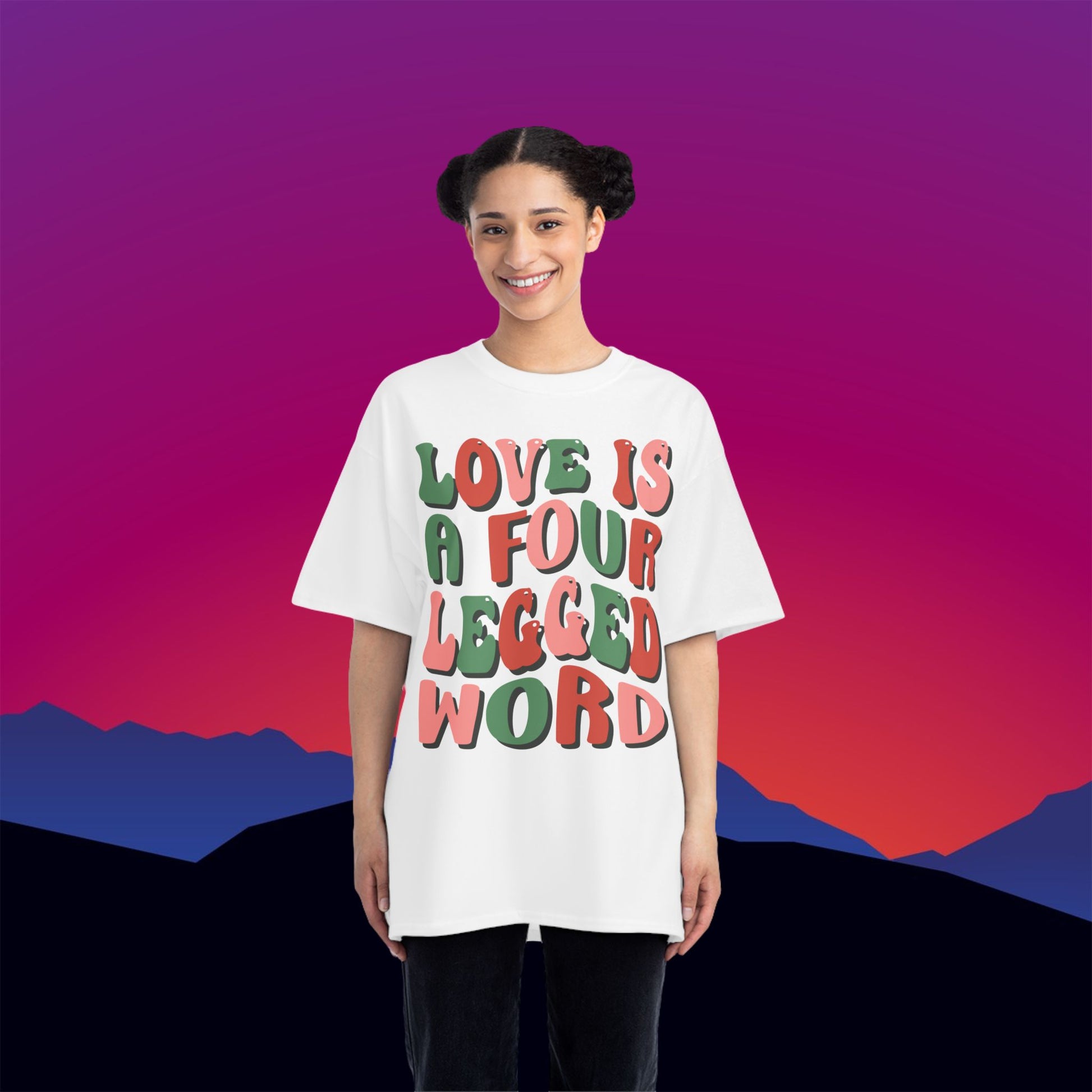 Love is a Four Legged Word T-Shirt: (Hanes Beefy-T 100% Preshrunk Cotton Custom Printed by TheGlassyLass.com