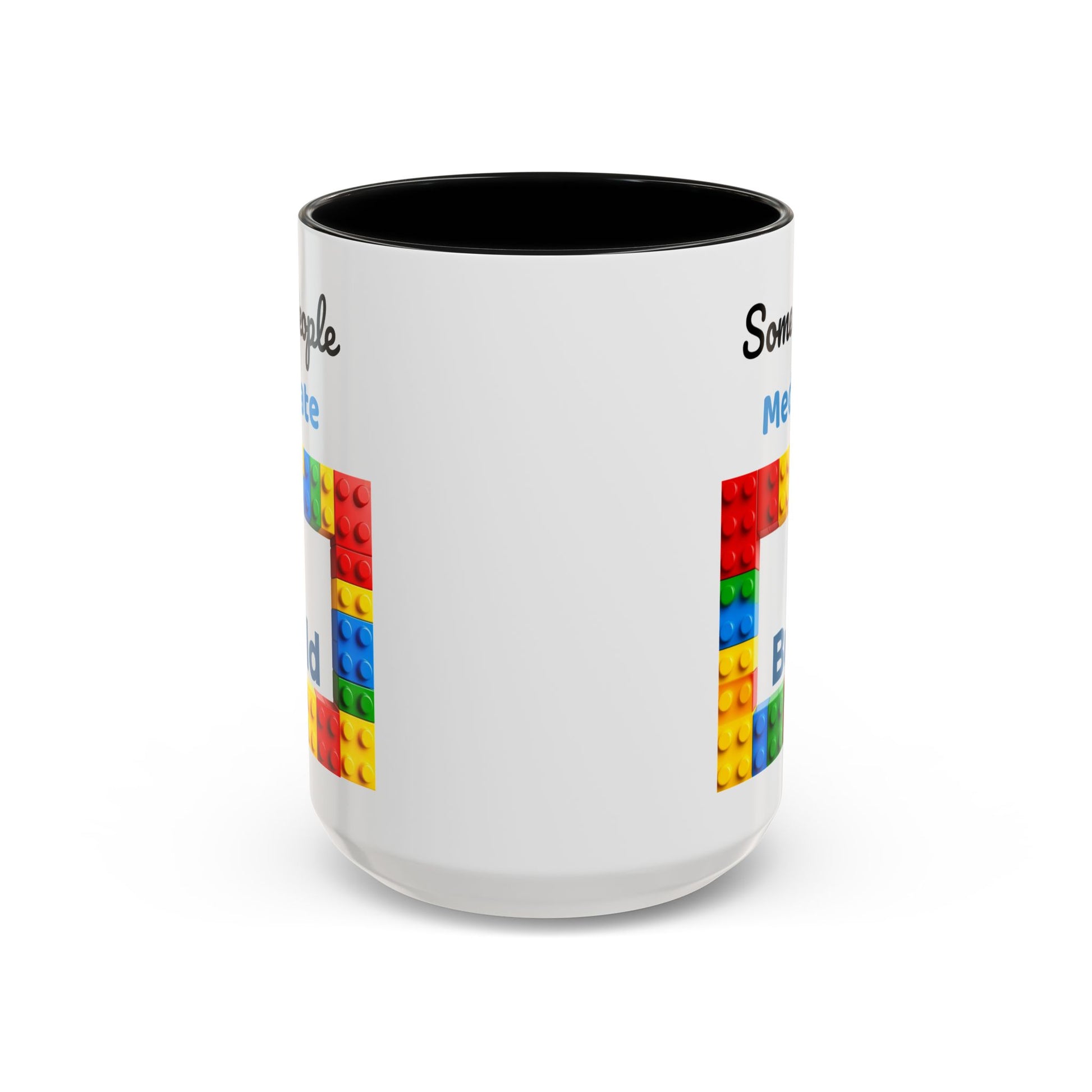 LEGO Build Coffee Mug - Double Sided Black Accent White Ceramic 15oz by TheGlassyLass.com