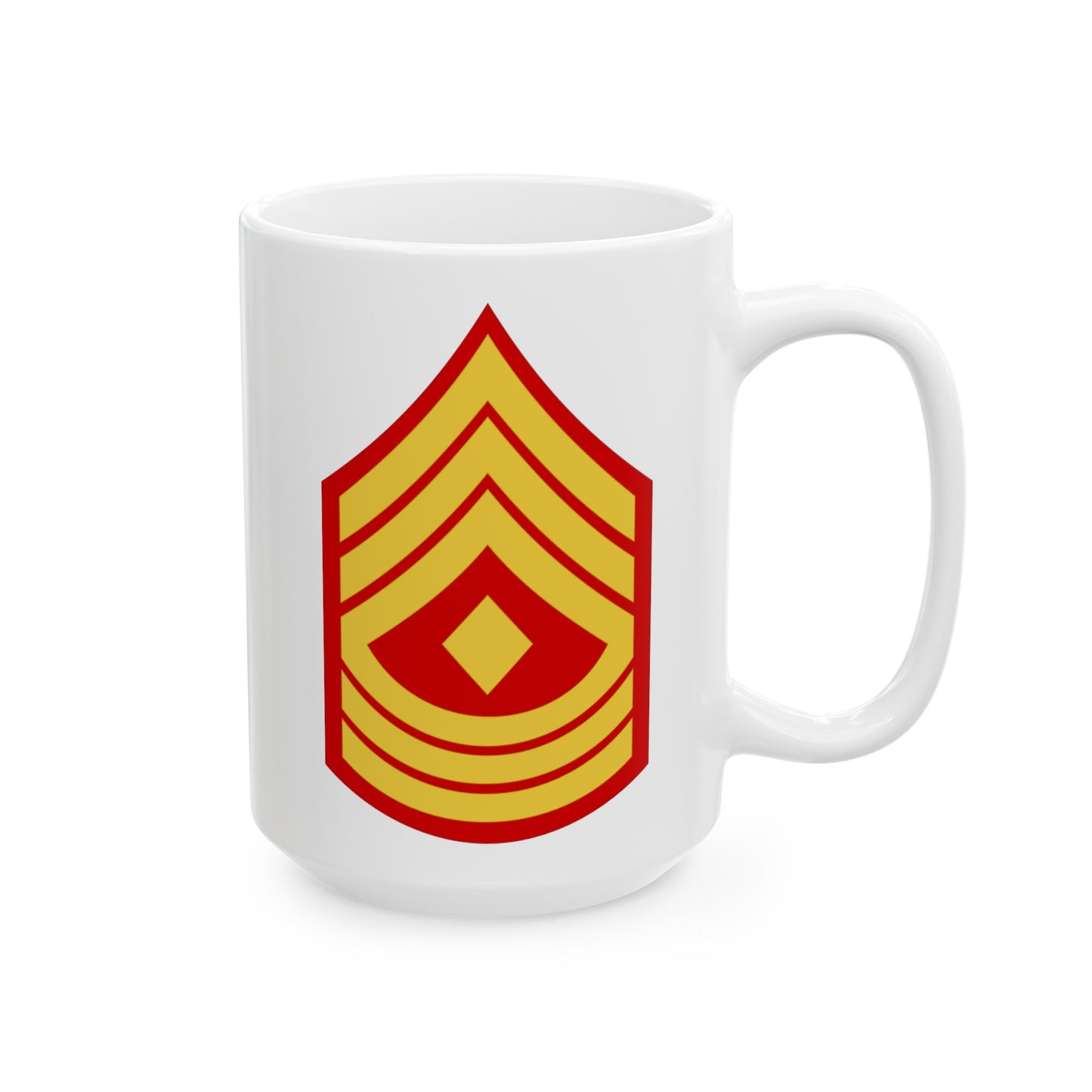 United States Marine Corps First Sergeant (E-8) Chevron Coffee Mug - Double Sided White Ceramic 15oz - by TheGlassyLass.com