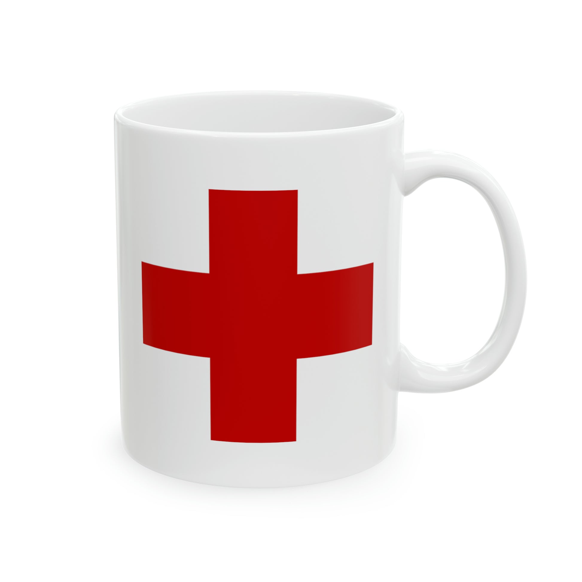 Red Cross Coffee Mug - Double Sided White Ceramic 11oz by TheGlassyLass.com