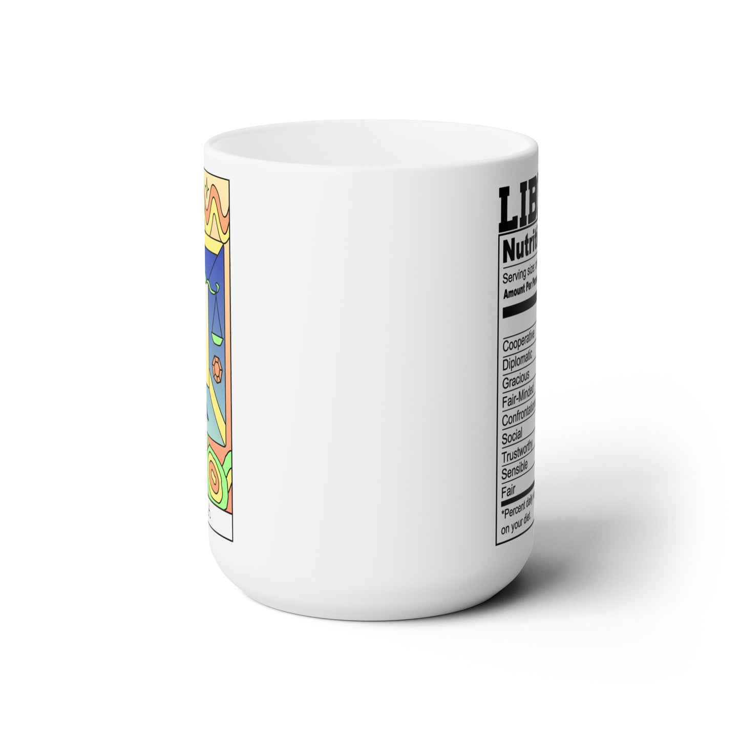 Libra Tarot Card Coffee Mug - Double Sided White Ceramic 15oz - by TheGlassyLass.com