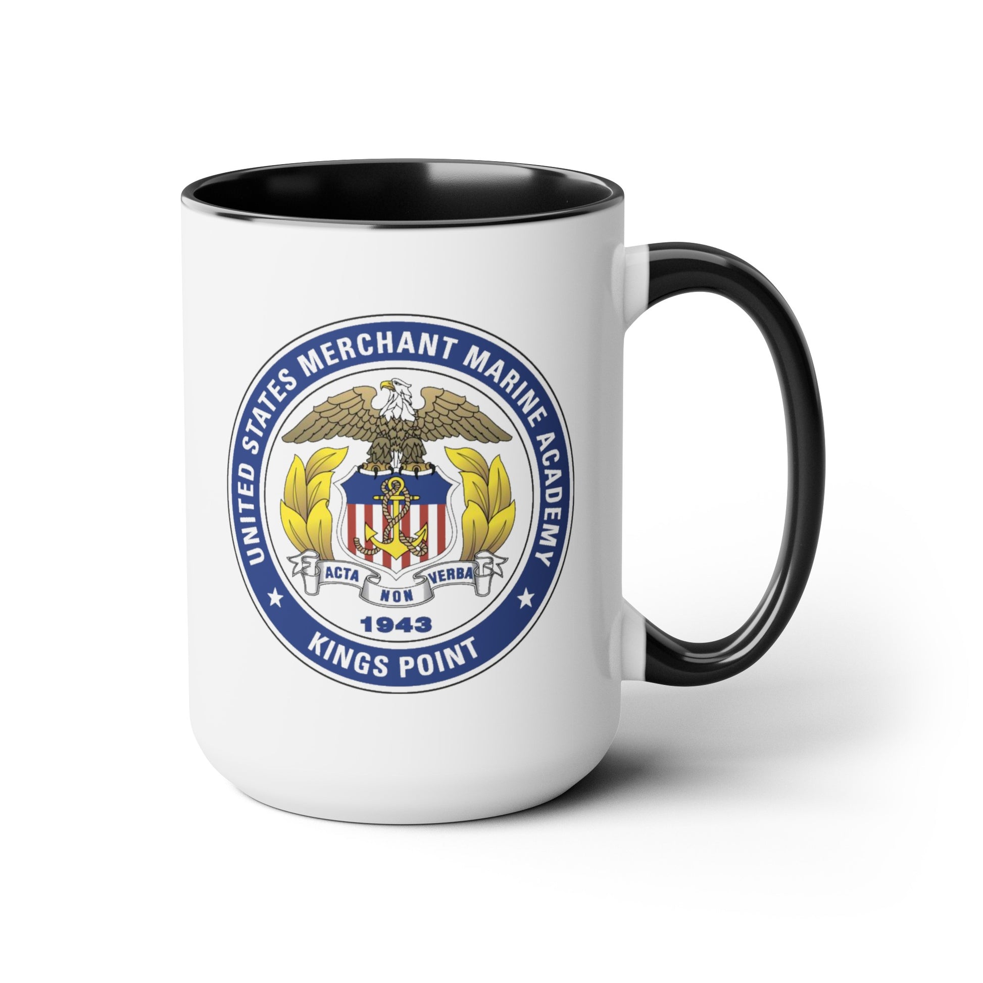 US Merchant Marine Academy Coffee Mug - Double Sided Black Accent White Ceramic 15oz by TheGlassyLass.com