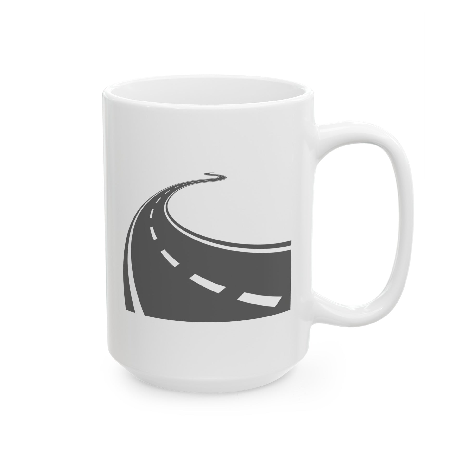 Long and Winding Road Coffee Mug - Double Sided White Ceramic 15oz by TheGlassyLass.com
