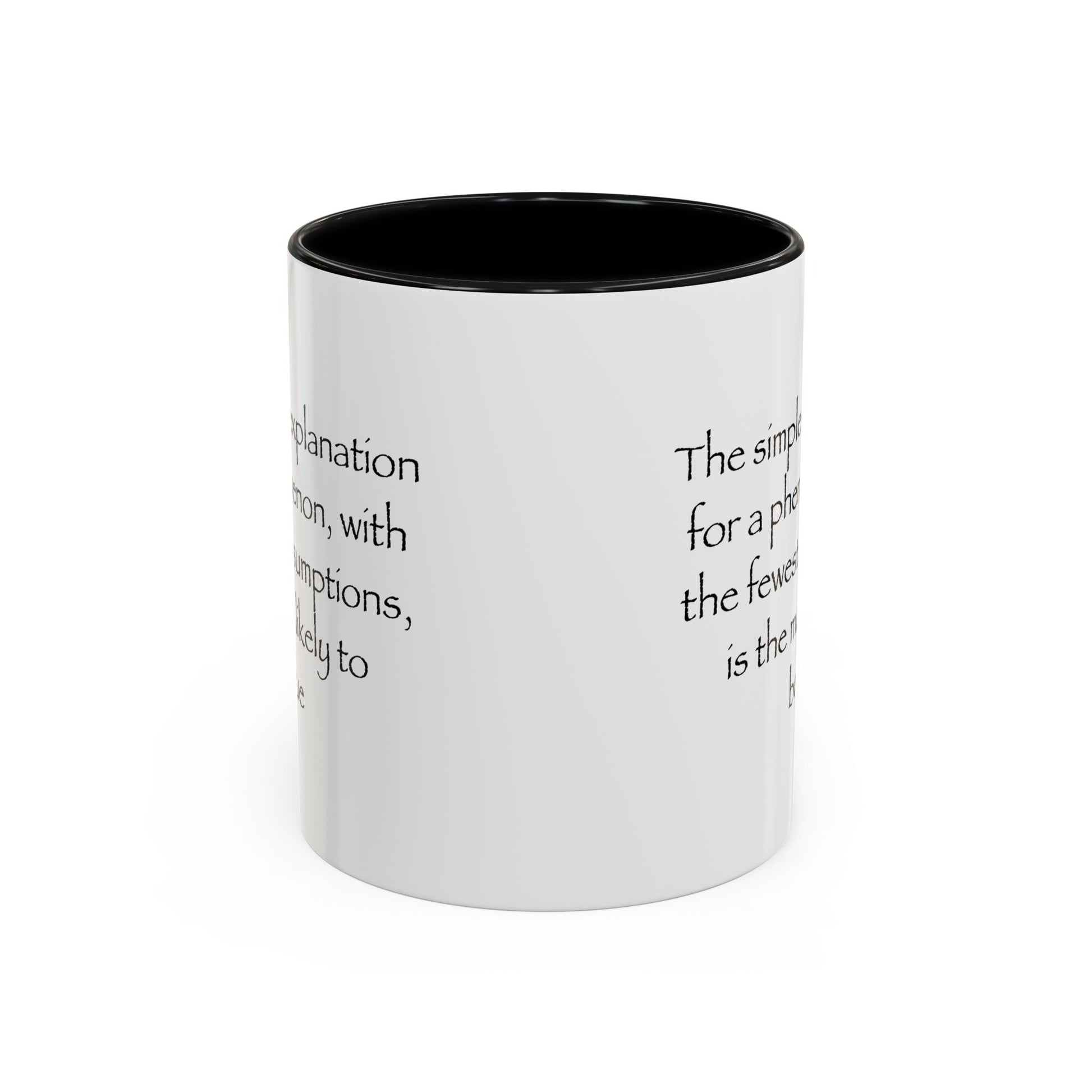Occam's Razor Coffee Mug - Double Sided Black Accent White Ceramic 11oz by TheGlassyLass.com