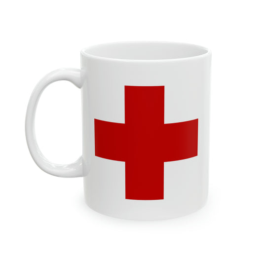 Red Cross Coffee Mug - Double Sided White Ceramic 11oz by TheGlassyLass.com