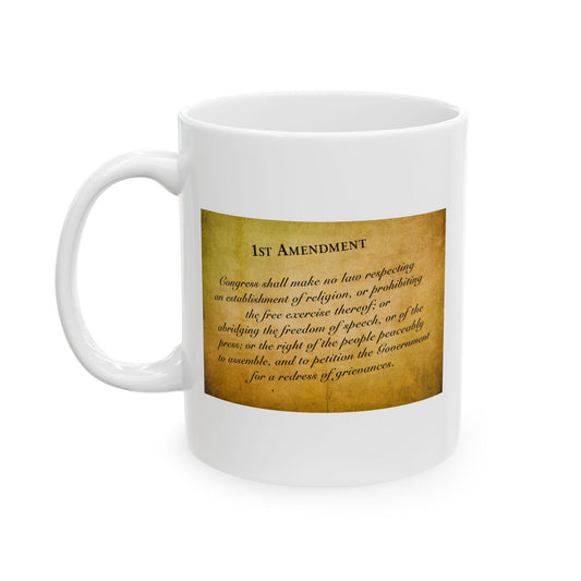 1st Amendment Coffee Mug - Double Sided White Ceramic 11oz by TheGlassyLass.com