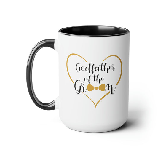 Godfather of the Groom Coffee Mug - Double Sided Black Accent Ceramic 15oz by TheGlassyLass.com