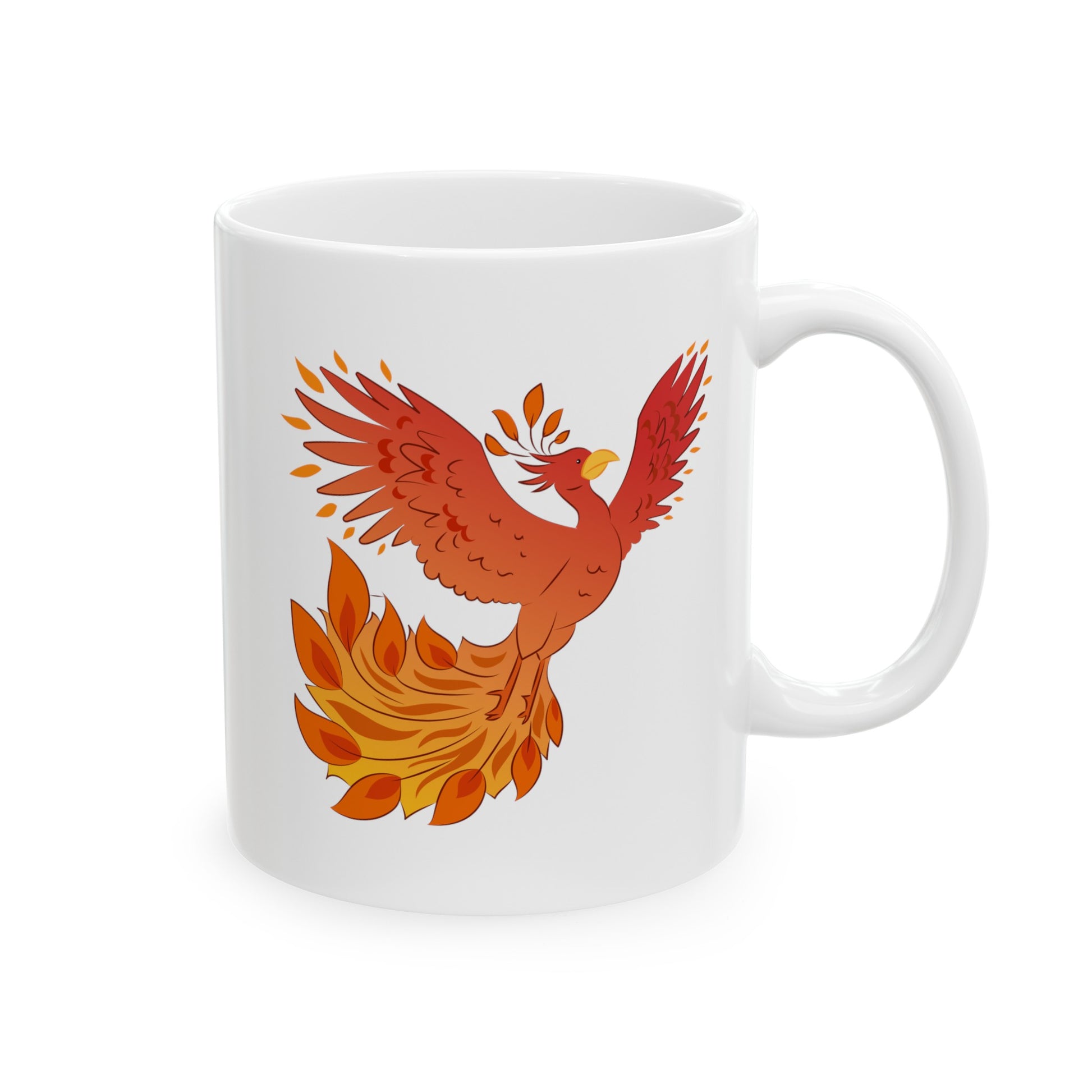 Phoenix Rising Coffee Mug - Double Sided White Ceramic 11oz by TheGlassyLass.com