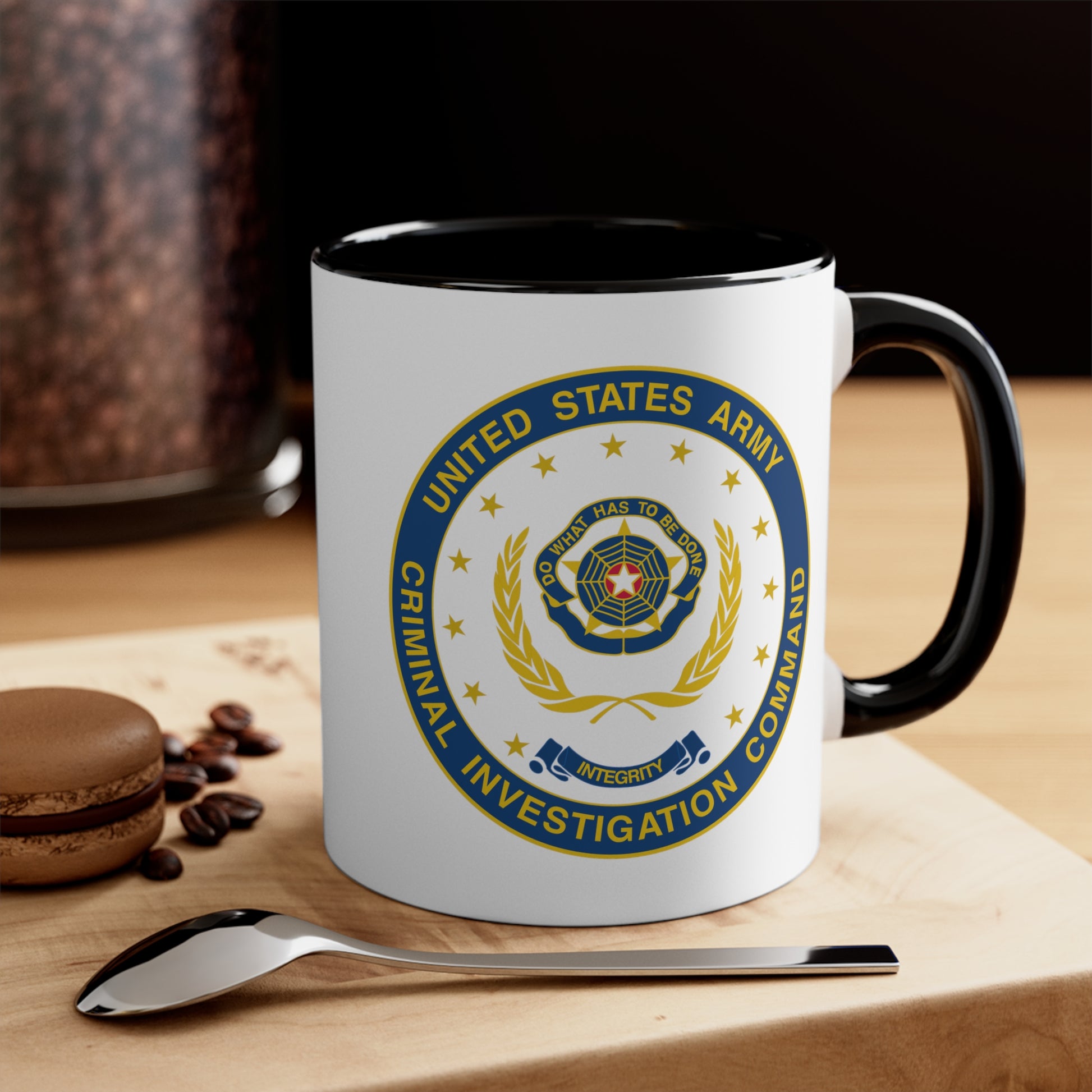 Army CIC Seal Coffee Mug - Double Sided Black Accent White Ceramic 11oz by TheGlassyLass.com