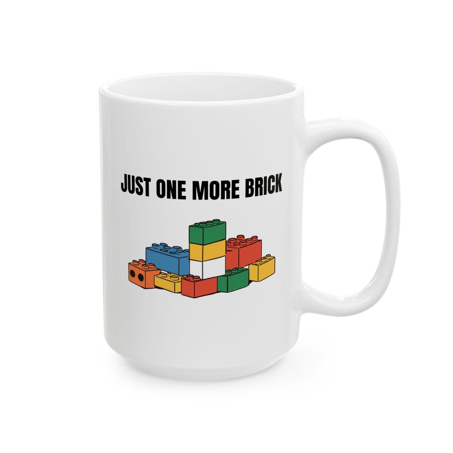 LEGO Just One More Brick Coffee Mug - Double Sided White Ceramic 15oz by TheGlassyLass.com